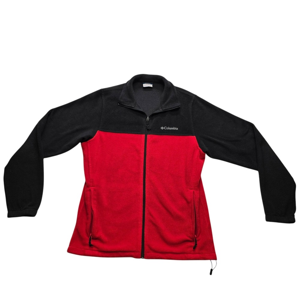 Columbia Fleece Jacket Full Zip Red Black Outdoor Hiking Womens‎ M